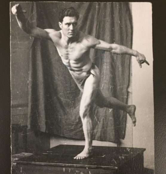 Bodybuilder Stanley Rothwell, in a classical pose, from the Stanley Rothwell Collection.