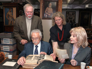 Joe and Betty Weider and Stark Center co-founders Jan and Terry Todd, in Anna Hiss Gym at the University of Texas at Austin.