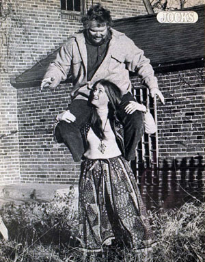 People Magazine article about Stark Center co-founders Jan and Terry Todd, with a photograph of Terry on Jan's shoulders, from the January 29, 1979 issue, when Jan was considered by some to be the strongest woman in the world.