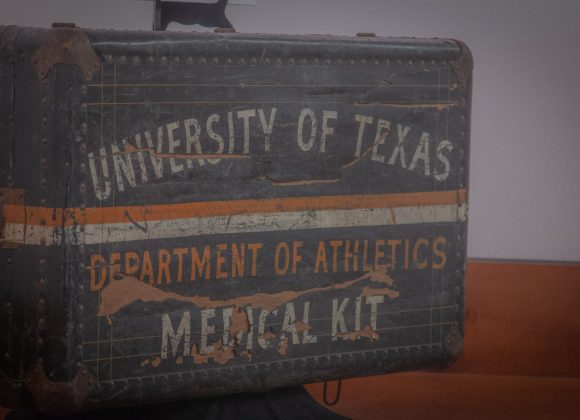 The University of Texas Department of Athletics Medical Kit, belonging to African American former football trainer Frank Medina, in the main lobby.