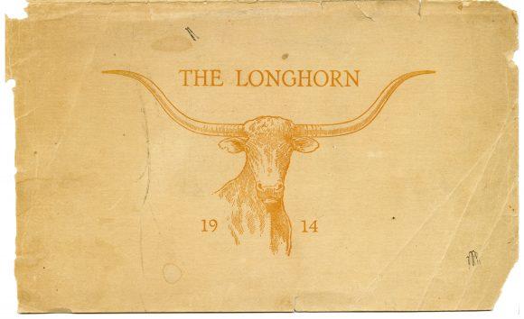 The cover of the University of Texas The Longhorn football program, the first time the term Longhorn was used, from the Clyde Raab Littlefield Collection.