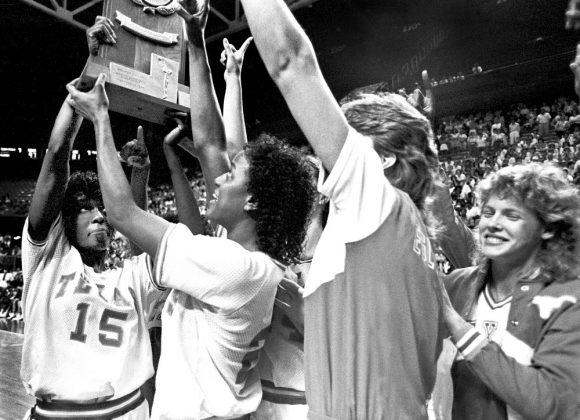 The 1986 University of Texas at Austin Women's Basketball National Champions, from the University of Texas Women's Basketball and Intercollegiate Athletics Collection.