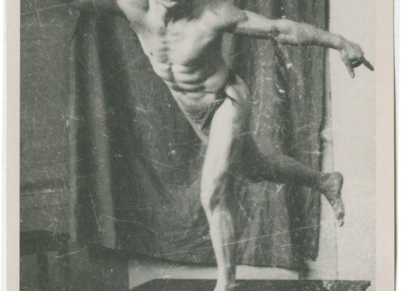 Bodybuilder Stanley Rothwell, in a classical pose, from the Stanley Rothwell Collection.