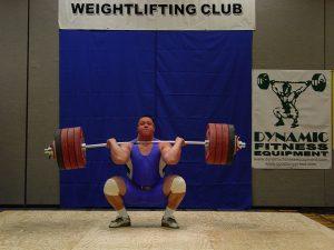 Mikhail Koklyaev cleaning a 529 pound barbell with two hands at the Arnold (Schwarzenegger) Strongman Classic in Columbus, Ohio