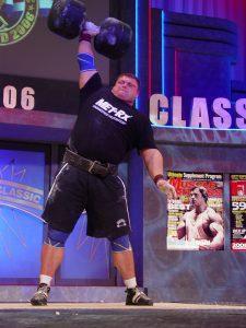 Strongman Zydrunas Savickas doing six repetitions in the 195 circus dumbbell event, while winning his third straight Arnold (Schwarzenegger) Strongman Classic in Columbus, Ohio