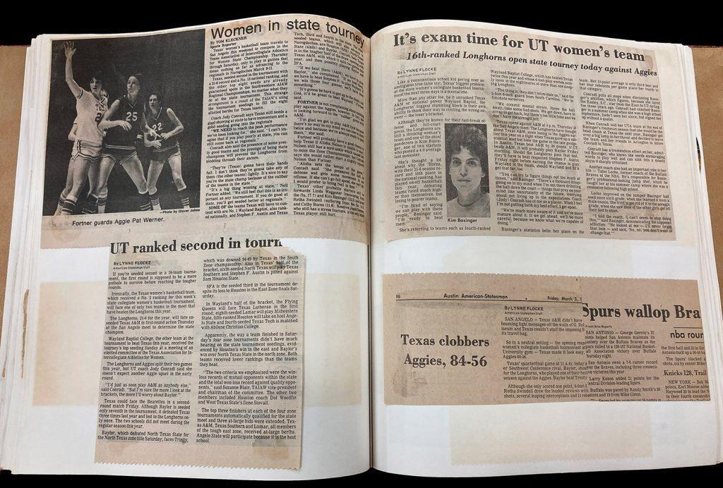 Photo of a page from Jody Conradt's 1967-1977 scrapbook