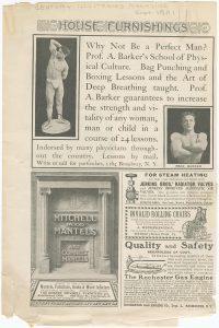 An advertisement clipping for Prof. Barker in his scrapbook 