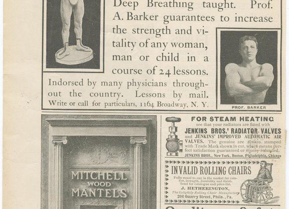 An advertisement clipping for Prof. Barker in his scrapbook