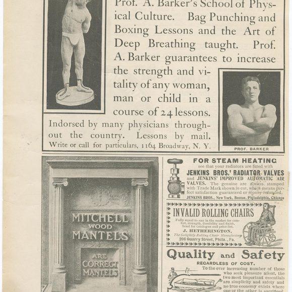 An advertisement clipping for Prof. Barker in his scrapbook