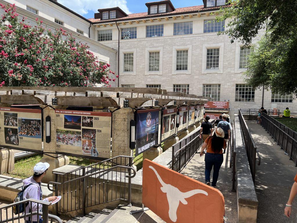 Championship Corner at the SEC Celebration featured several banners on the history of UT Athletics displayed along the pergola.