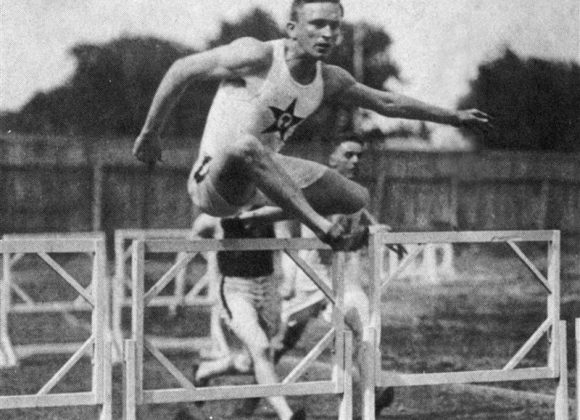 Hurdle event at track meet.