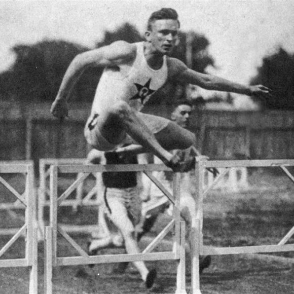 Hurdle event at track meet.