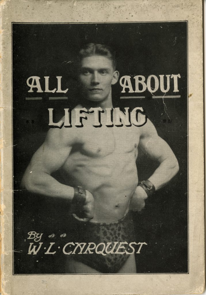 All About Lifting cover by W.L. Carquest with him posing shirtless from the waist up.