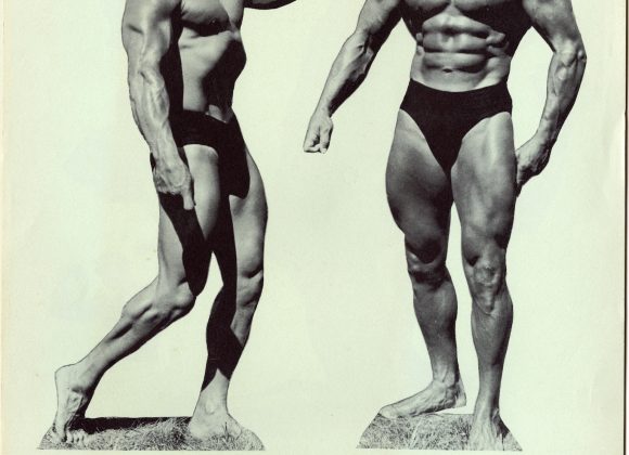 hxw_pamphlet_Bodybuilder_Calendar001 Bodybuilder Harry Johnson, 1959 Mr. America on the January 1960 calendar with his measurements and accomplishments.