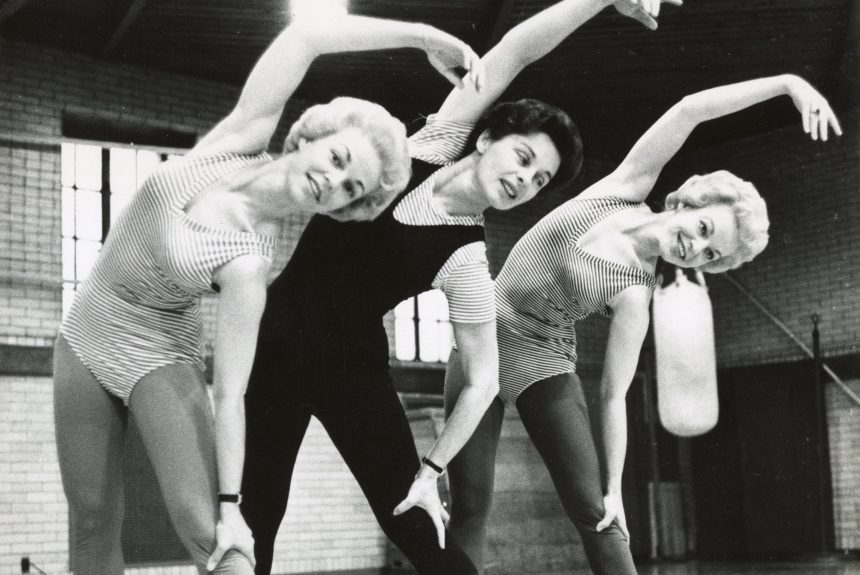 Prudden_B11_F10_YMCA_edit Bonnie and two unidentified women stretching.