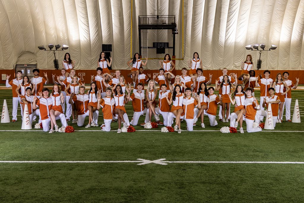Team photo of the 2026 Orange Cheer Squad at the University of Texas.